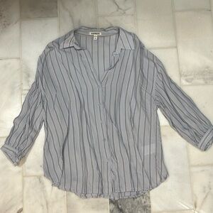 Express Light Blue Striped Button Down, Size Small